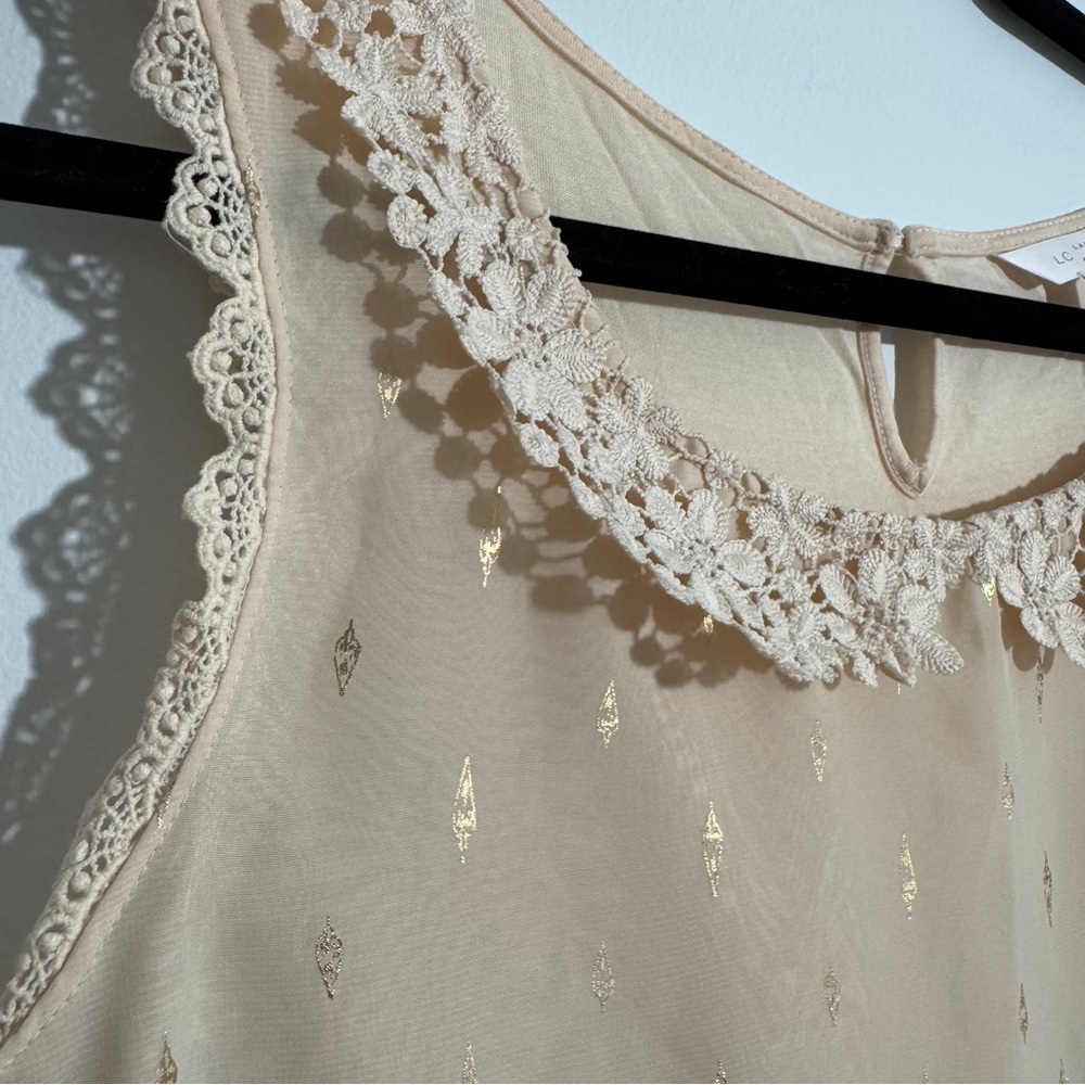 Lauren Conrad Gold‎ Shimmer Sleeveless Blouse Size XL - Picture 5 of 9